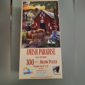 Amish Paradise Jigsaw Puzzle - SunsOut USA Artist Tom Wood - Barn Quilts Horses